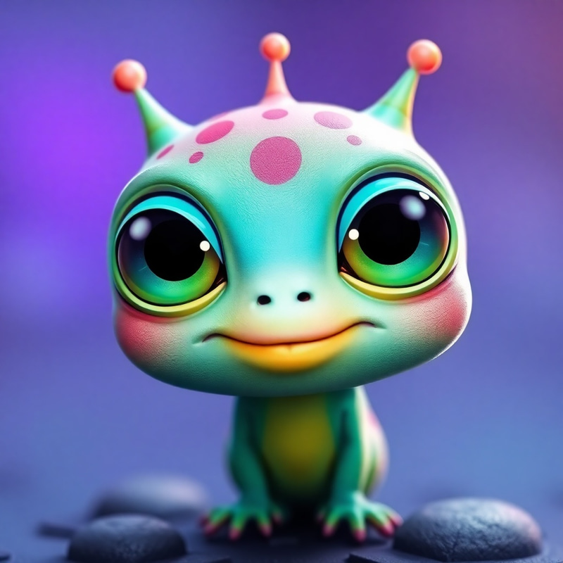 Adorable Alien Creature with Big Eyes and Colors Adorable Alien Creature with Big Eyes and Colors