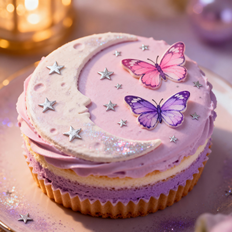 Moon Shaped Cupcake Cake - Purple & Pink Delight Moon Shaped Cupcake Cake - Purple & Pink Delight