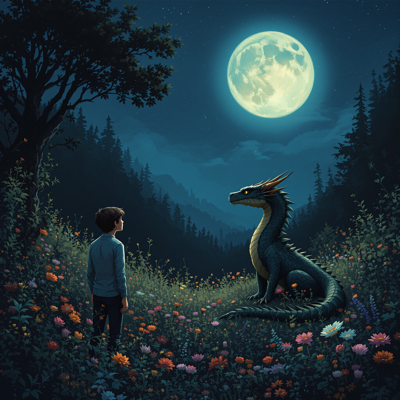 Moonlit Forest Encounter with a Dragon Moonlit Forest Encounter with a Dragon