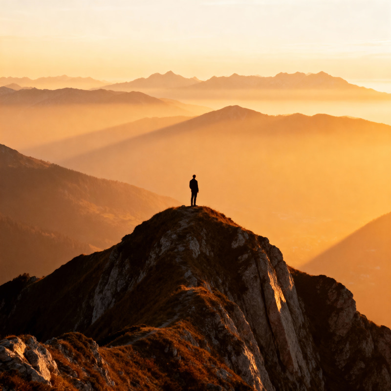 Calm Reflection on Mountain Summit Calm Reflection on Mountain Summit