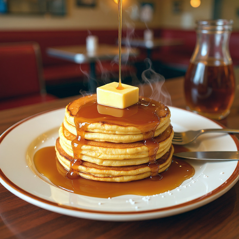 Delicious Buttermilk Pancakes at Retro Diner Delicious Buttermilk Pancakes at Retro Diner