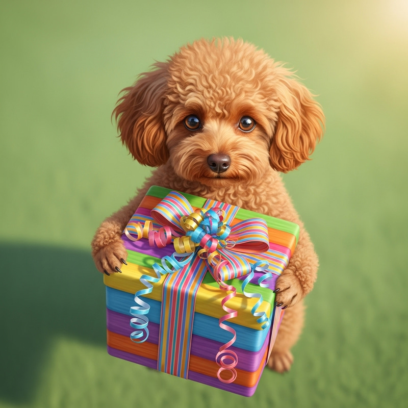 Adorable Mini Poodle with Gift Box Adorable Mini Poodle with Gift Box