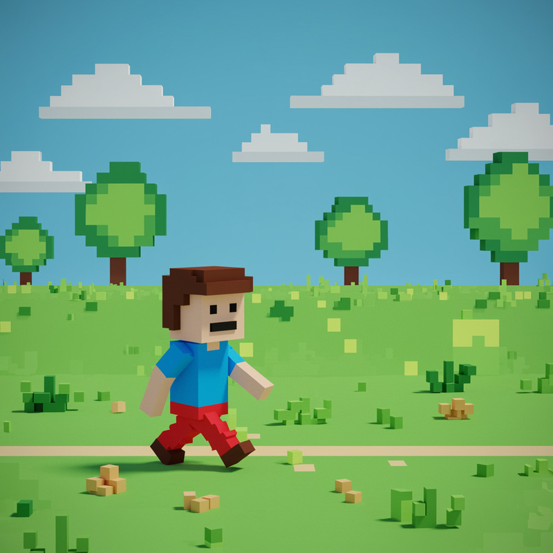Pixel Art of a Walking Character
