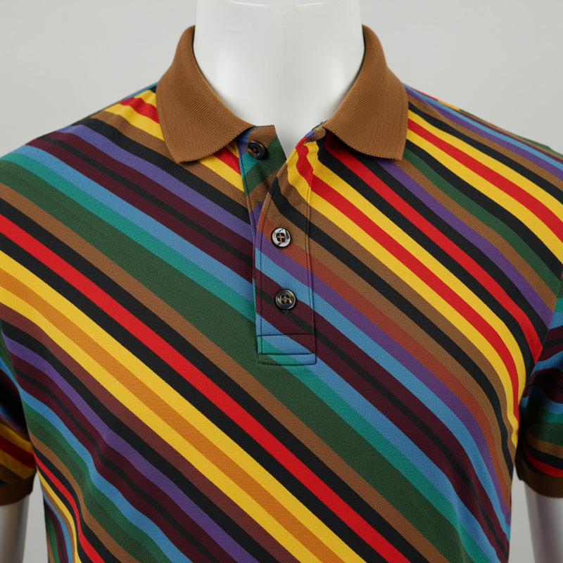 Vibrant Diagonal Striped Polo Shirt