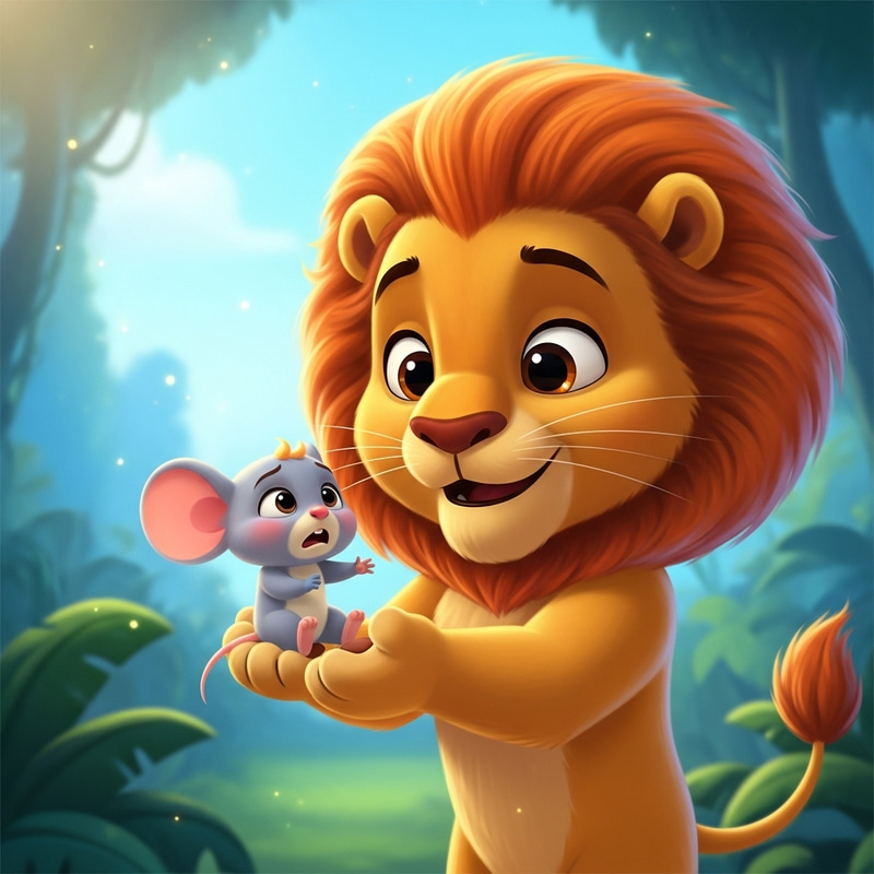 Gentle Lion and Mouse: A Heartwarming Jungle Tale