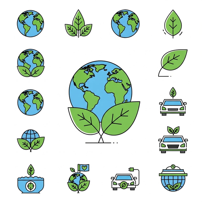 Eco-Friendly Iconography: Nature, Earth, and Green Cars Eco-Friendly Iconography: Nature, Earth, and Green Cars