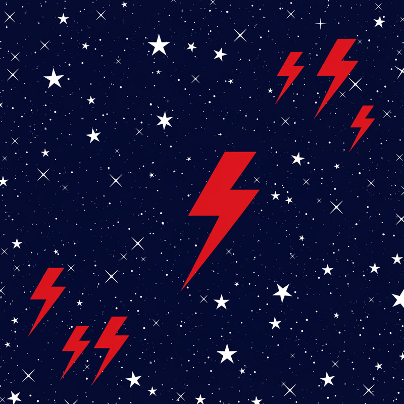 Navy Blue Background with Stars and Lightning Design