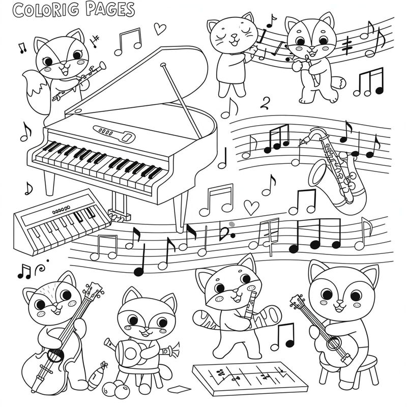 Black and White Music Coloring Pages for Kids Black and White Music Coloring Pages for Kids