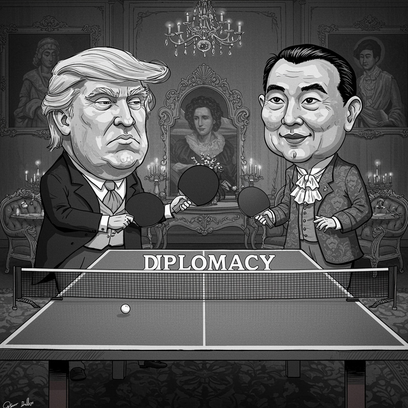 Animated Ping Pong: Satirical Political Match Animated Ping Pong: Satirical Political Match