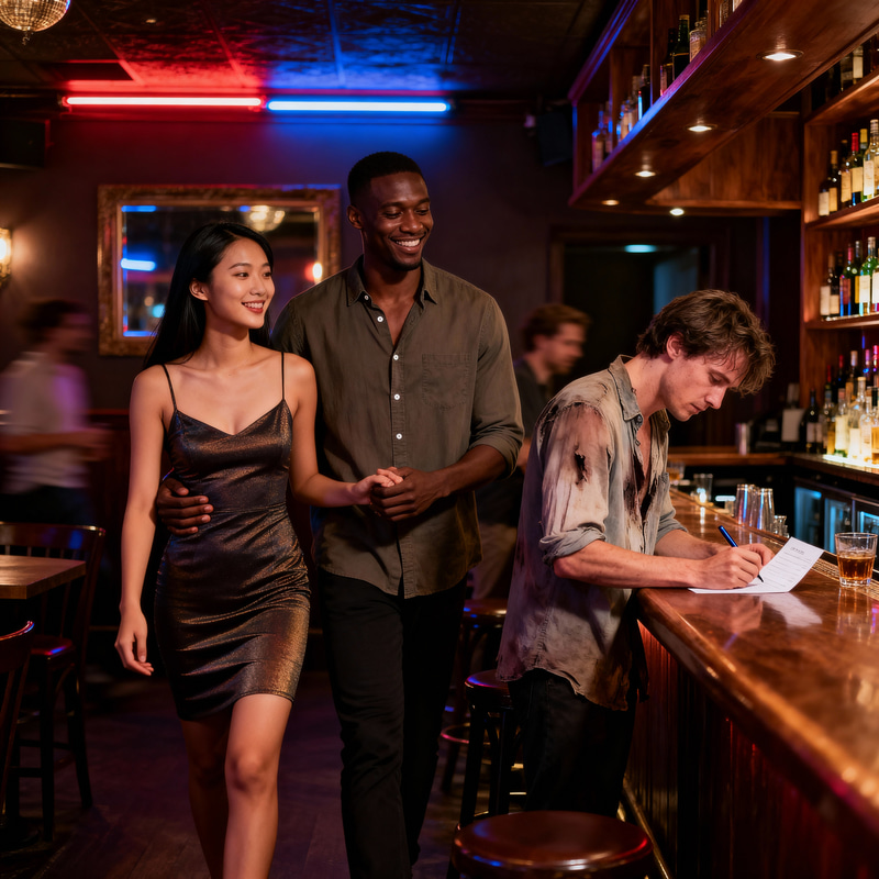 Happy Couple in Bar: A Night Out
