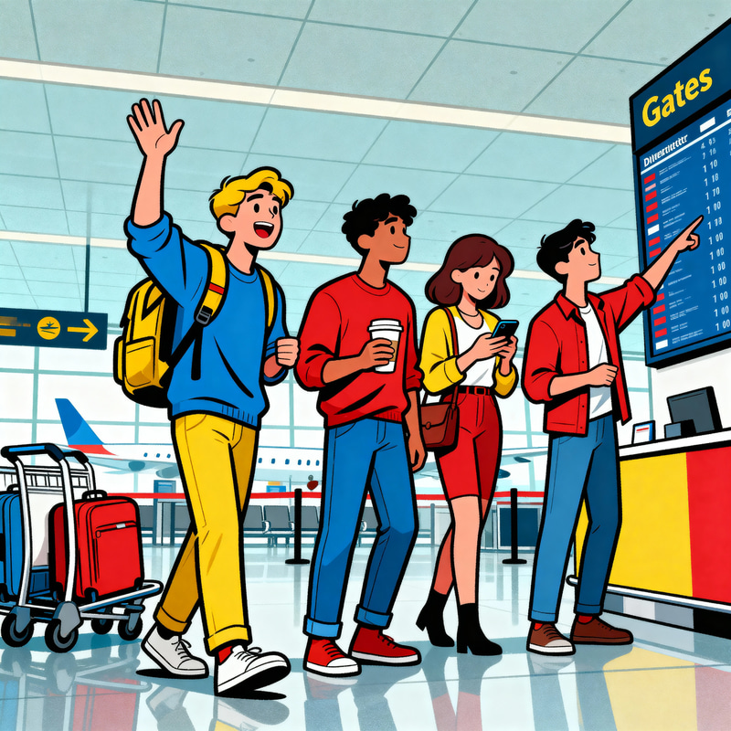 Friends Adventure at the Airport - Comic Art Friends Adventure at the Airport - Comic Art