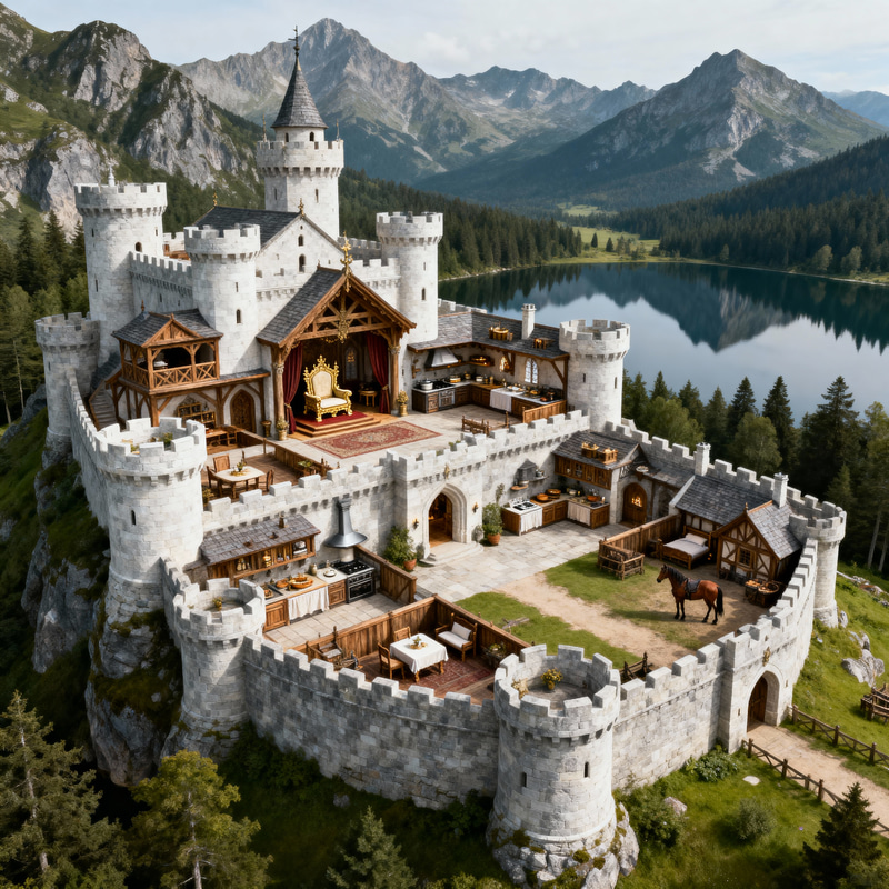 Fantasy Castle Layout in Majestic Mountains Fantasy Castle Layout in Majestic Mountains