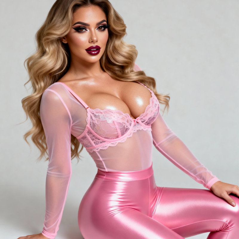 Glamorous Playboy Model in Stunning Pink Outfit