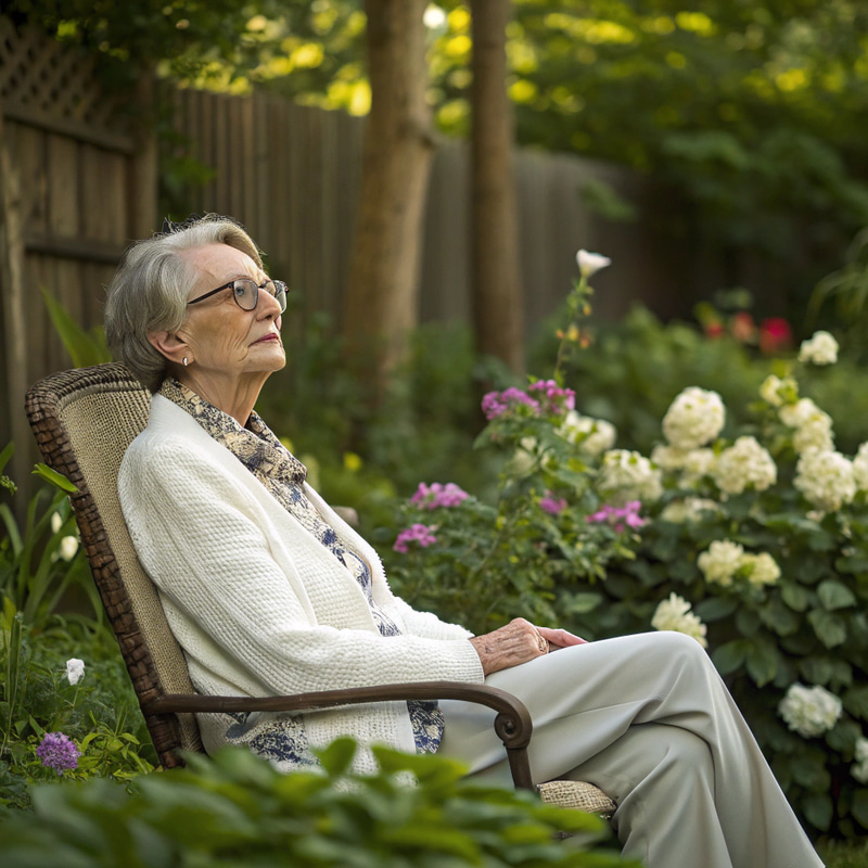 Classy Older Woman in Garden Setting Classy Older Woman in Garden Setting