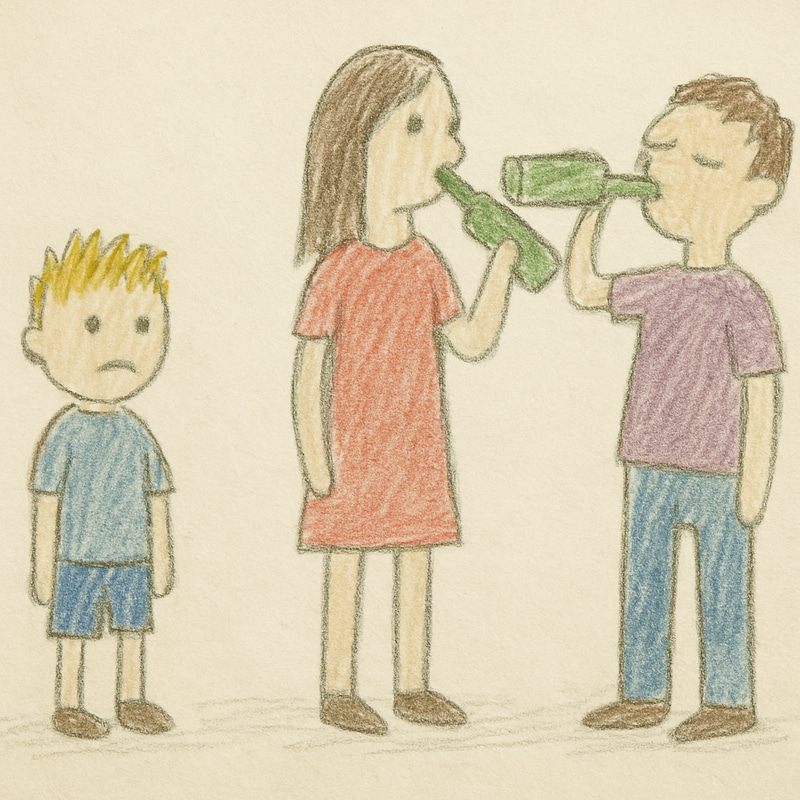 Child's Simple Drawing of Parents Drinking Child's Simple Drawing of Parents Drinking