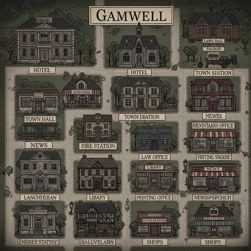 Explore the Gloomy Map of Gamwell Village Explore the Gloomy Map of Gamwell Village