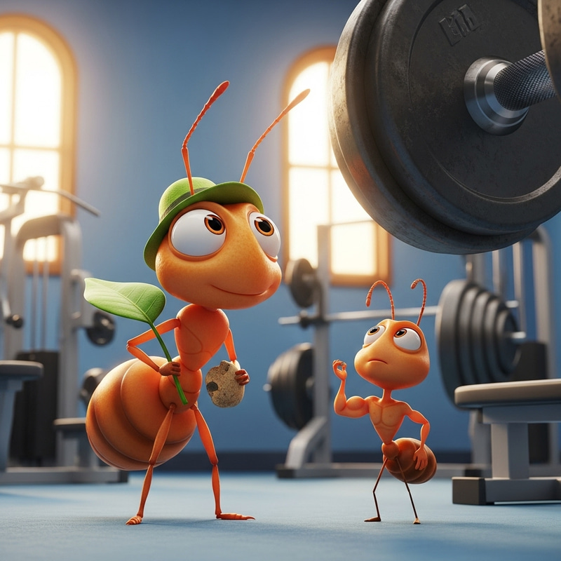 Whimsical Cartoon Ant in a Gym - Easy Peasy Whimsical Cartoon Ant in a Gym - Easy Peasy