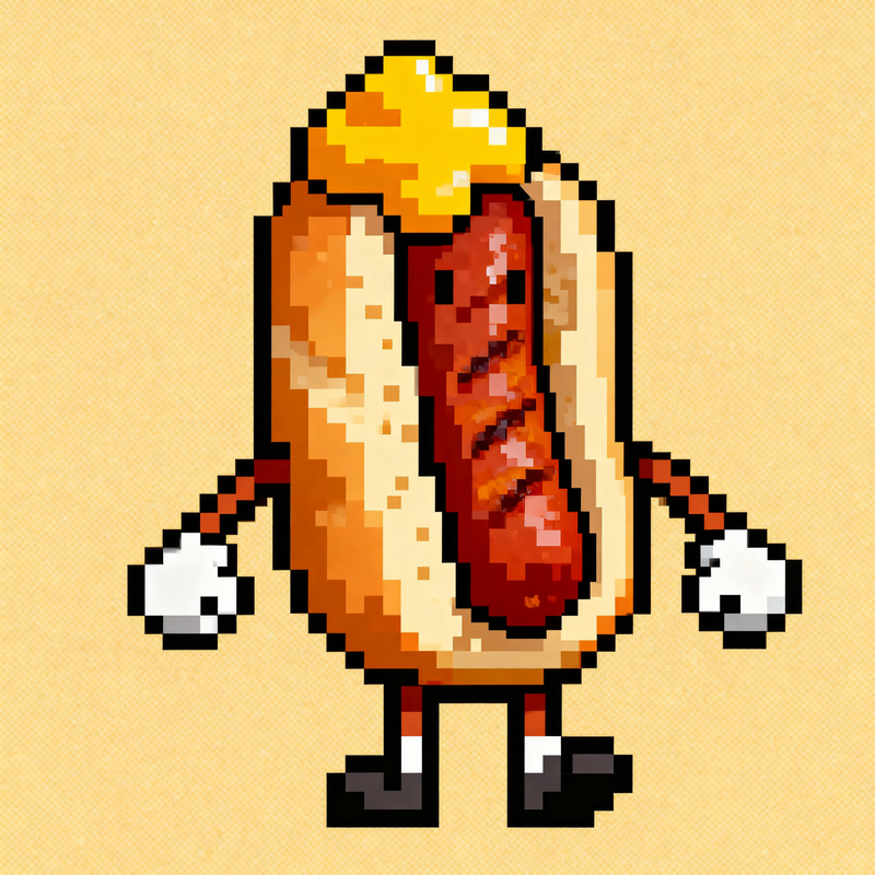 Choripan Pixel Art Sprite with Mustard