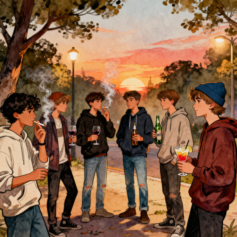 Youthful Botellón Illustration for Tarot Cards Youthful Botellón Illustration for Tarot Cards