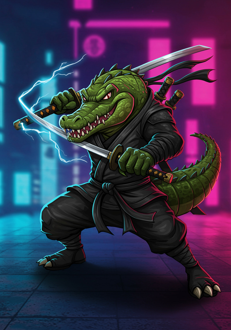Ninja Alligator Mascot Design
