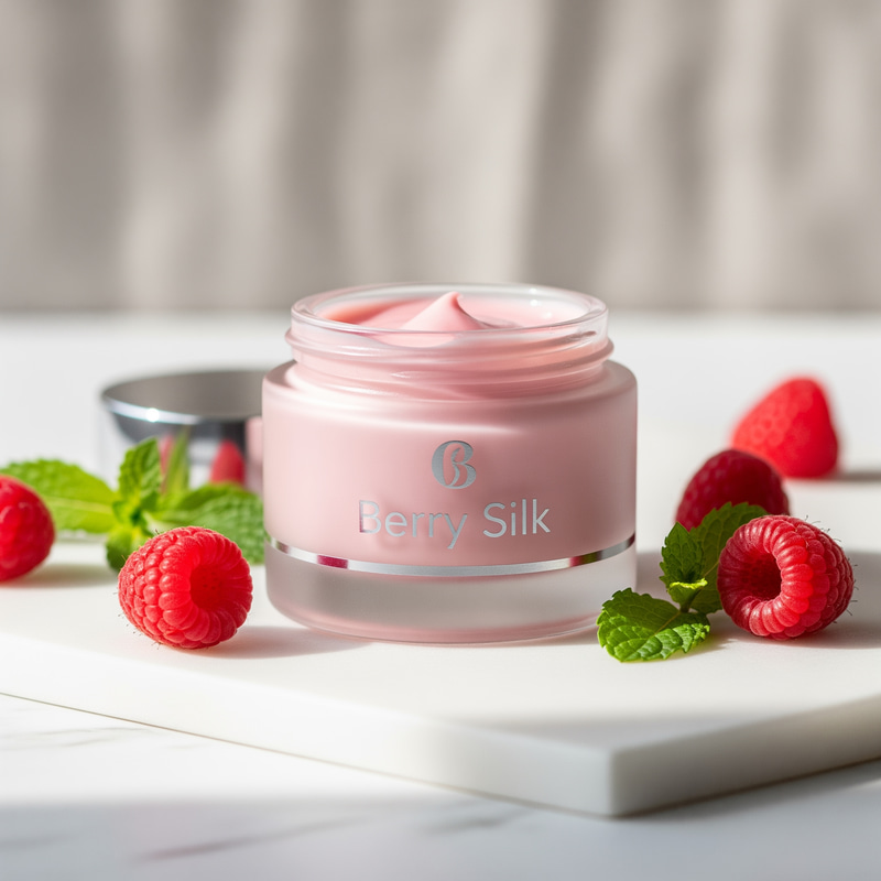 Berry Silk Skincare: Elegant Jar & Natural Luxury