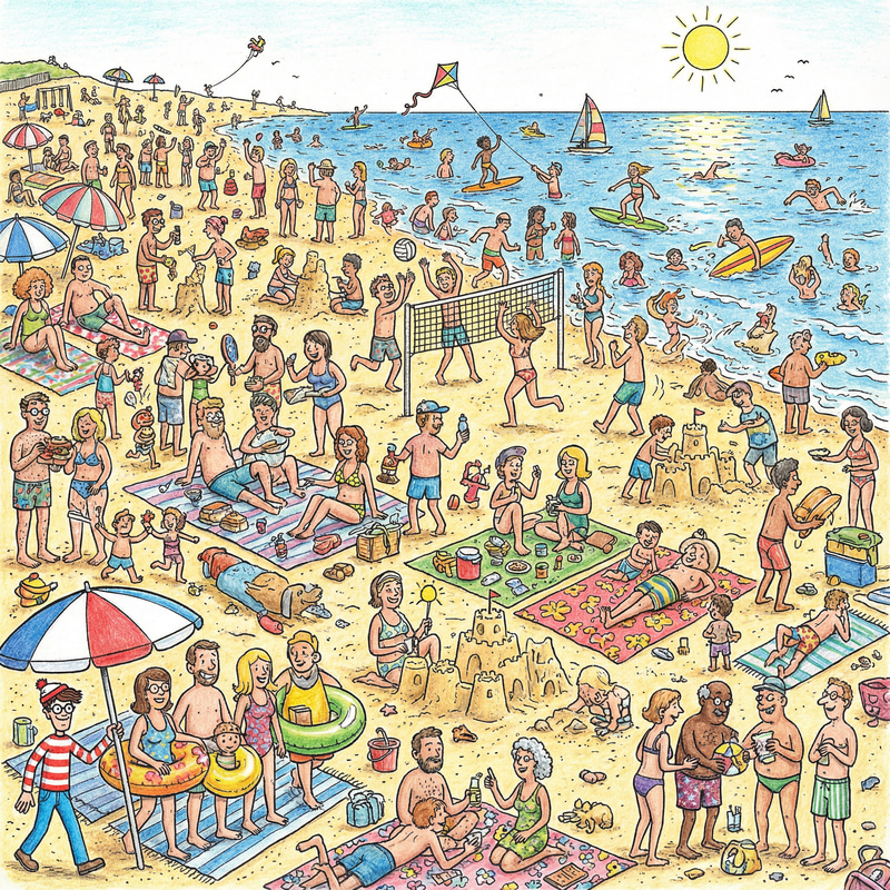 Find Waldo at the Beach: Colorful Crowd Fun Find Waldo at the Beach: Colorful Crowd Fun