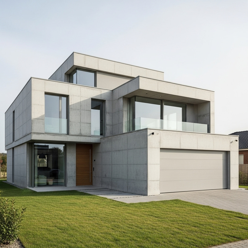 Modern Two-Storey Concrete House with Garage Modern Two-Storey Concrete House with Garage