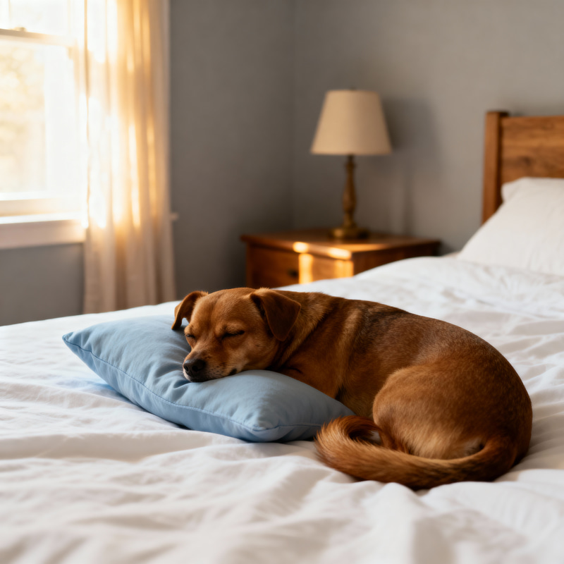 Adorable Dog Relaxing in Bedroom Adorable Dog Relaxing in Bedroom