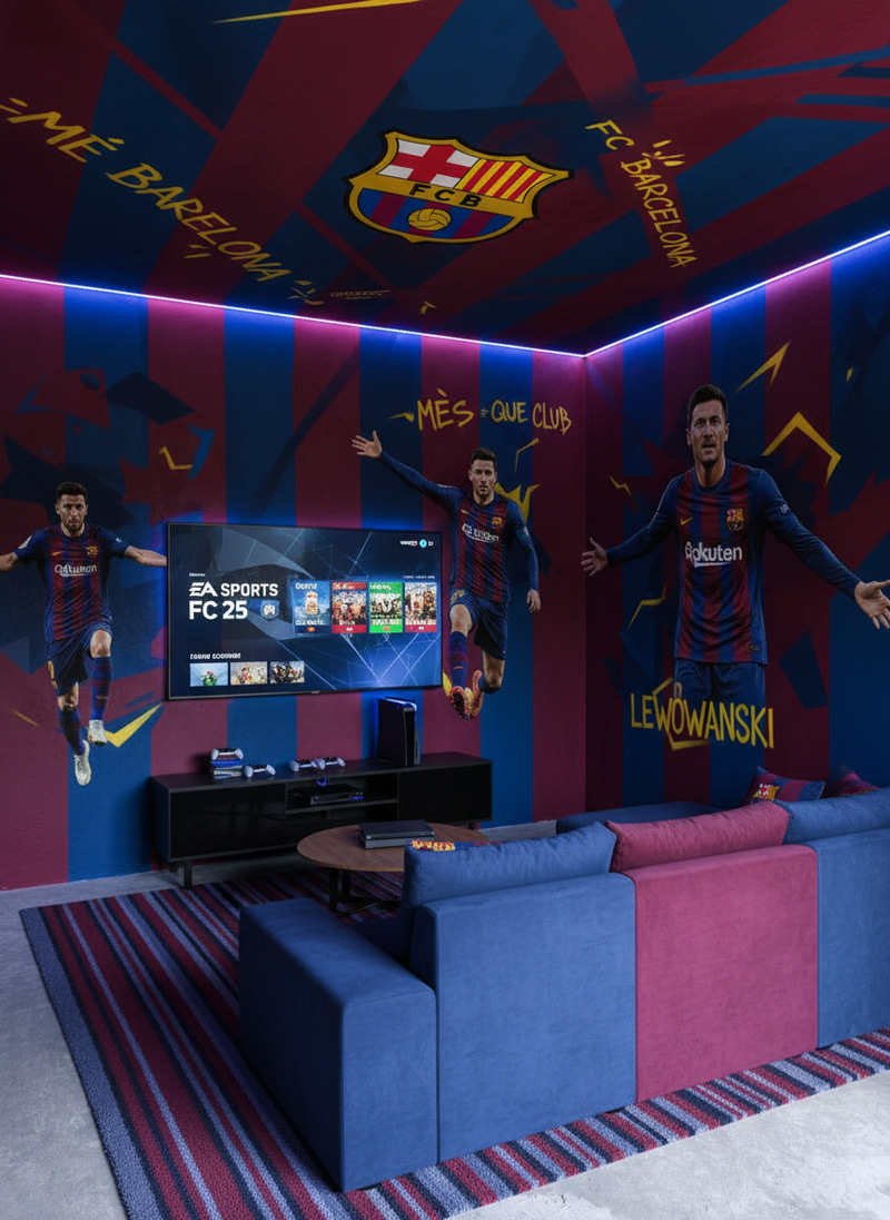 FC Barcelona Gaming Room Design Ideas