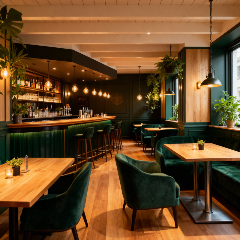 Modern Green-Themed Pub Transformation Ideas Modern Green-Themed Pub Transformation Ideas