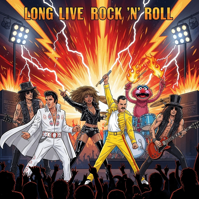 Epic Rock Legends Concert Illustration Epic Rock Legends Concert Illustration