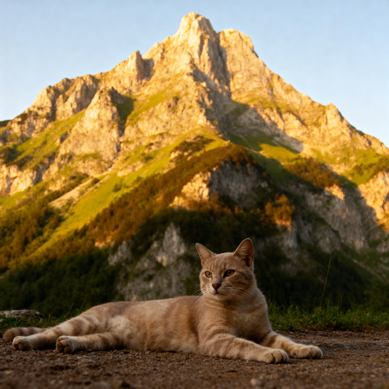 Mountain Above Cat - Scenic Pet Photography