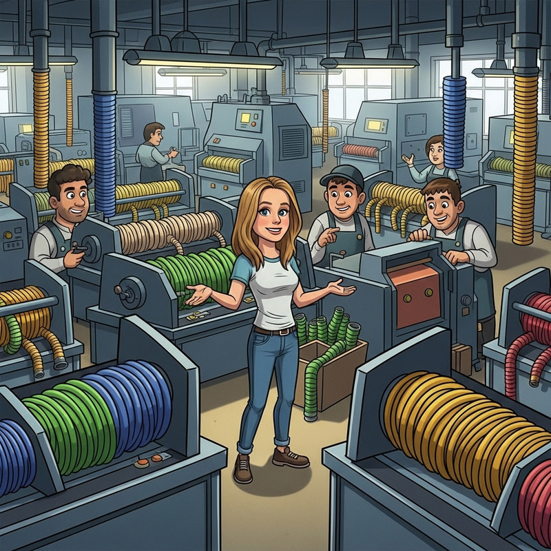 Kristen Bell at a Cartoon Hose Factory