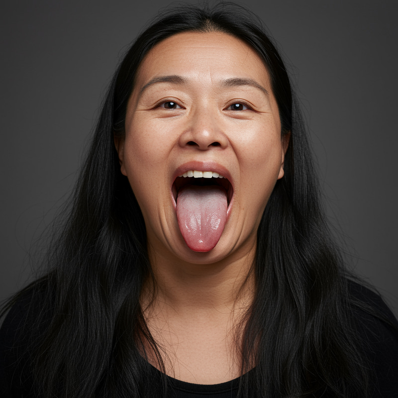 Unique Portrait of a Chinese Woman with Long Tongue Unique Portrait of a Chinese Woman with Long Tongue