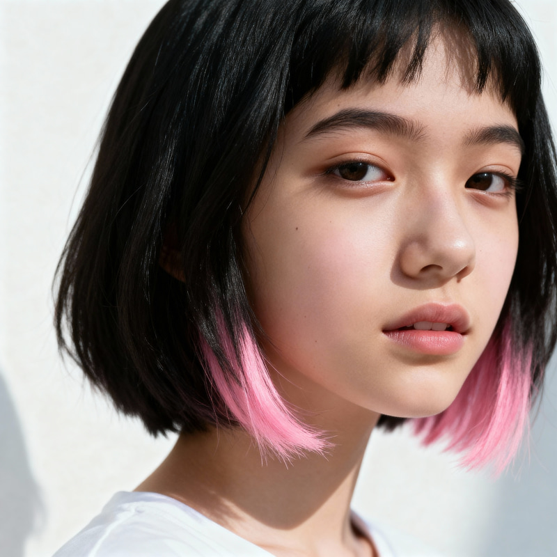 17-Year-Old Woman with Pink-Gradient Hair Photo 17-Year-Old Woman with Pink-Gradient Hair Photo