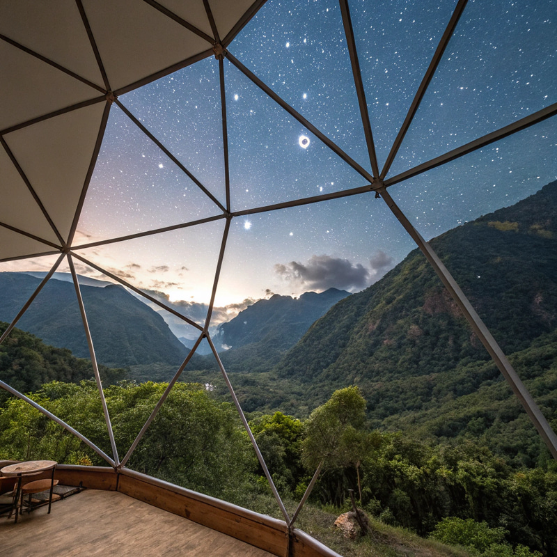 Explore a Geodesic Dome with Mountain Views
