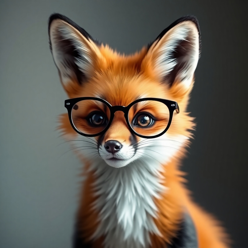 Adorable Nerdy Fox with Glasses Adorable Nerdy Fox with Glasses