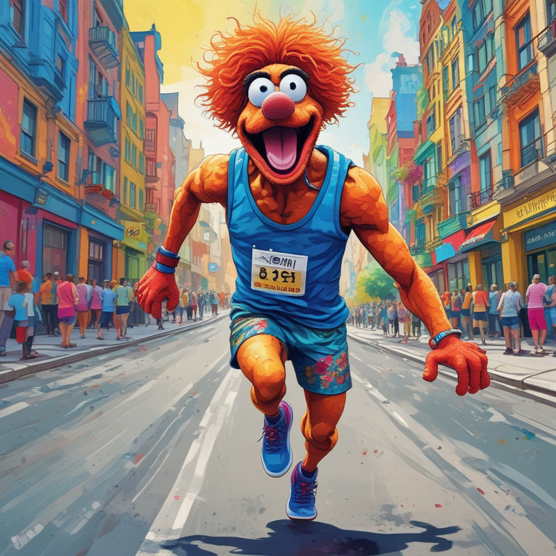 Vibrant Muppet Runner in Berlin Streets Vibrant Muppet Runner in Berlin Streets