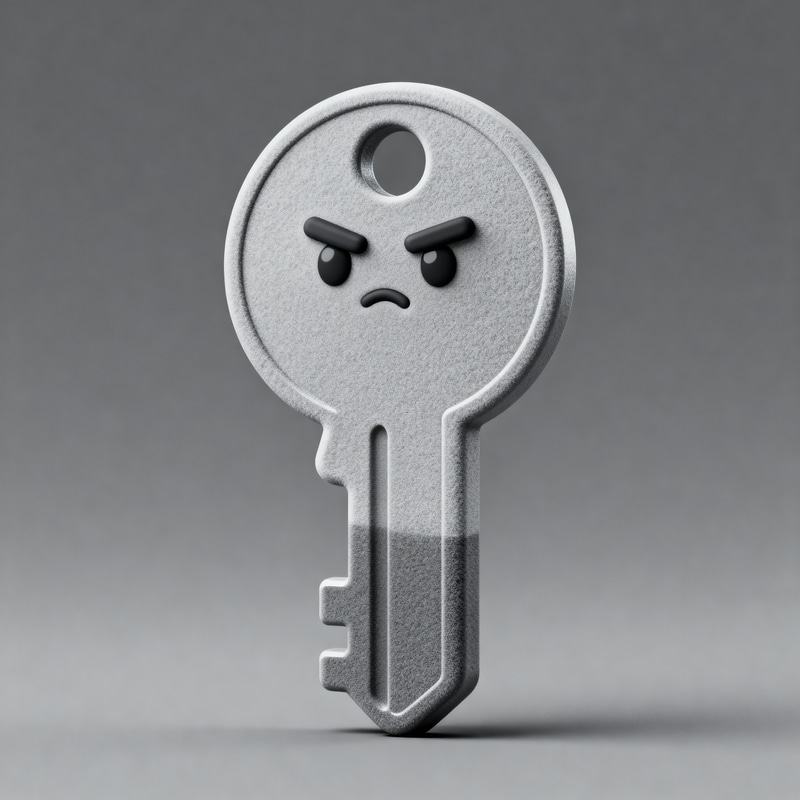 Gray Key-Shaped Mascot with Disapproving Face Gray Key-Shaped Mascot with Disapproving Face