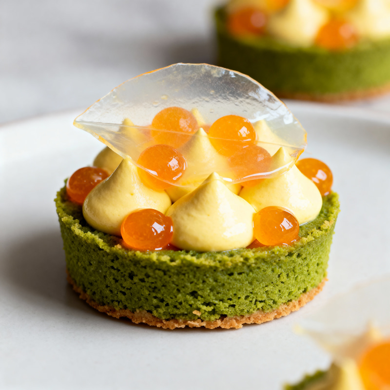 Delicious Matcha Tartlet with Citrus Mousse Delicious Matcha Tartlet with Citrus Mousse
