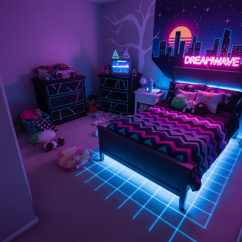 Retrowave Style Bedroom Transformation Ideas Retrowave Style Bedroom Transformation Ideas