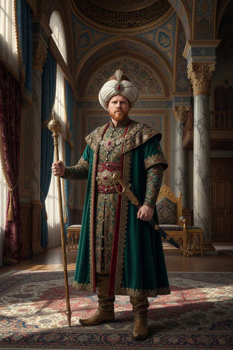 15th Century Ottoman Empire Figure in Majestic Regalia
