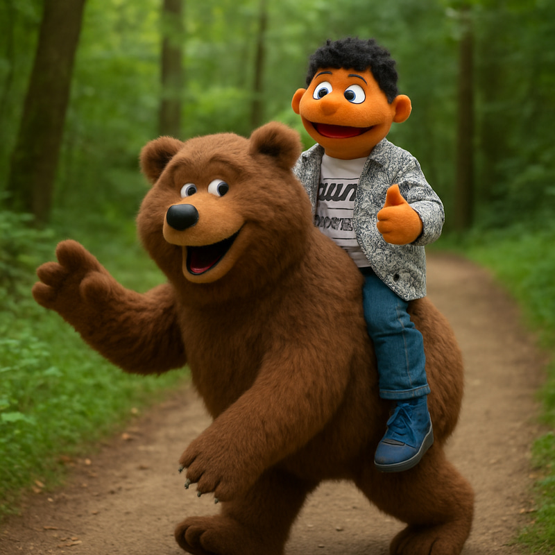 Child and Bear Muppet Adventure in the Forest Child and Bear Muppet Adventure in the Forest