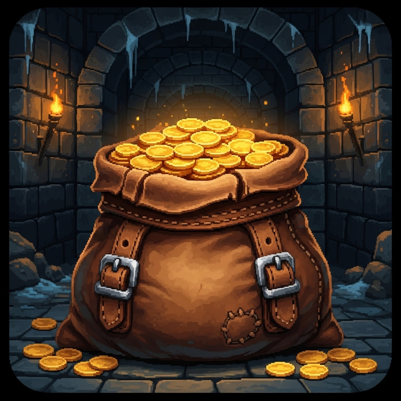 Fantasy Gold Bag Icon in Dark Dungeon Fantasy Gold Bag Icon in Dark Dungeon