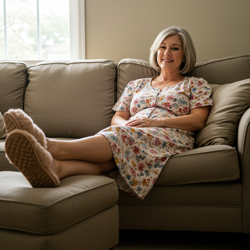 Aunt Relaxing with Her Feet Up