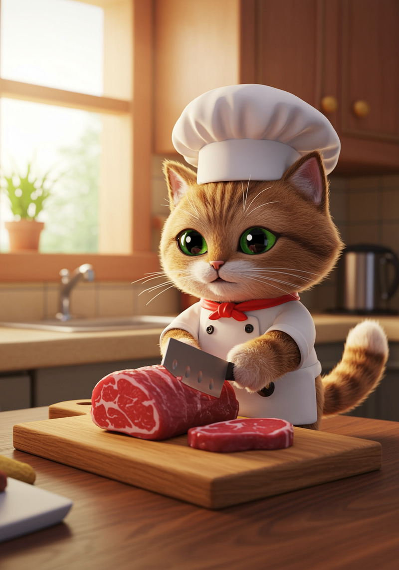 Chef Cat: Brown & White Culinary Master