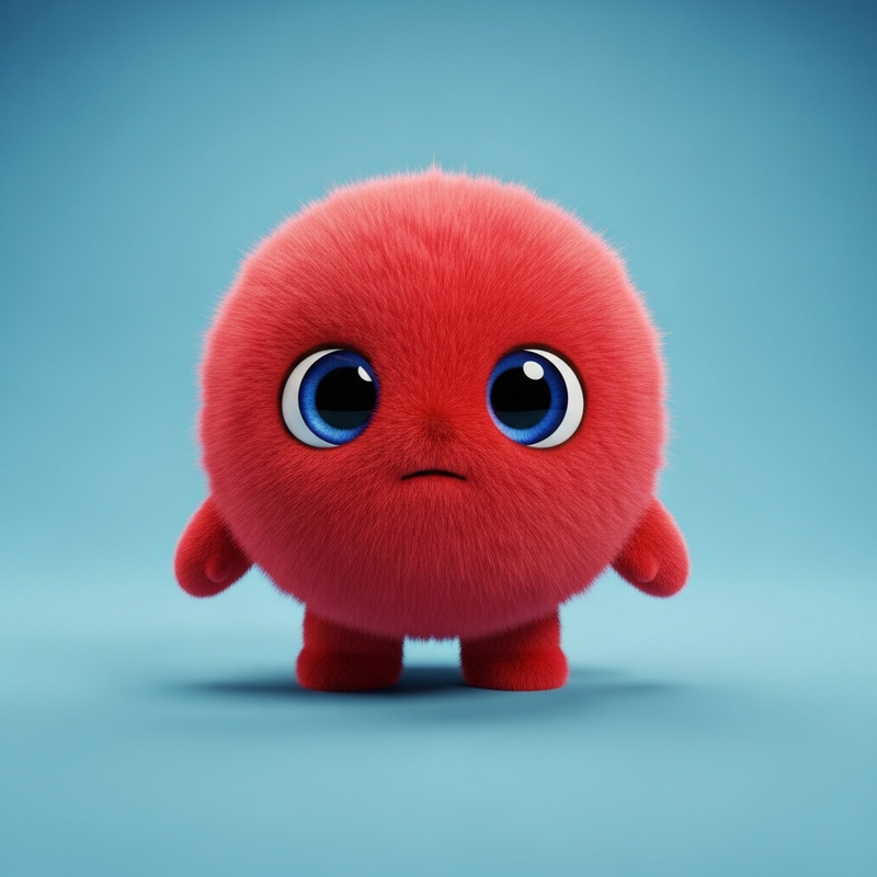 Cute Red Fuzzy Character with Arms and Legs Cute Red Fuzzy Character with Arms and Legs