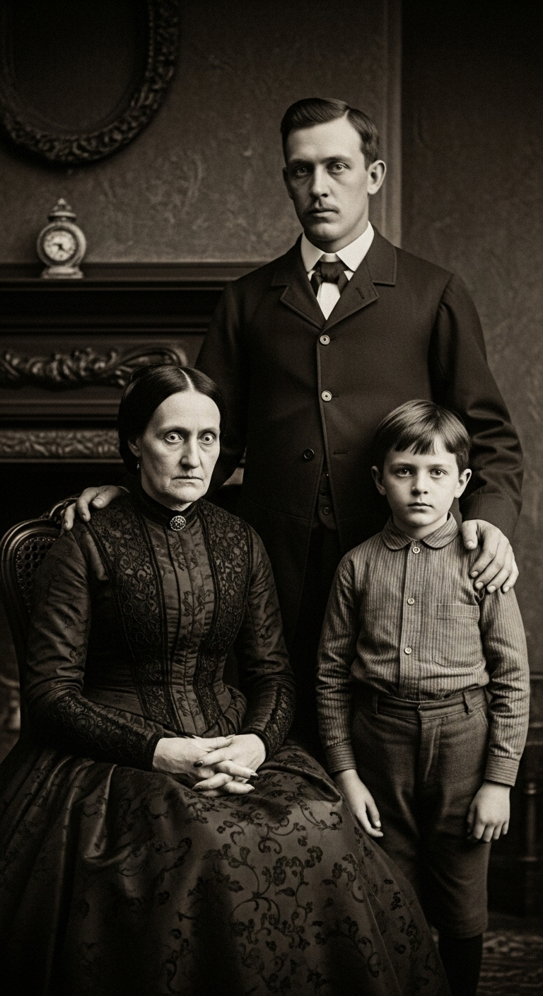 Creepy 1880s Witch Family Photo in Old House