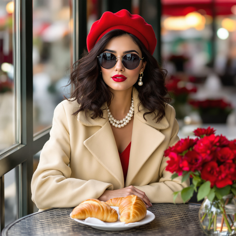 Charming Portrait of a Young Woman in a Cafe