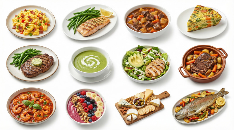 Delicious Dishes on a White Background